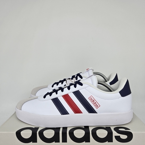 New adidas Vl Court 3.0 White Team Navy Blue Scarlet IF4465 Men\'s Shoes Size 8